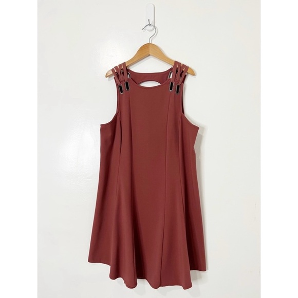 Free People Baby Love Terracota Mini Sleeveless Back Cut Out Dress Size Small - Picture 2 of 8